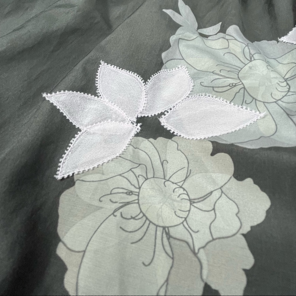 GAP women's NWT silk blend strapless dress slate grey floral applique size 2 - Picture 6 of 15